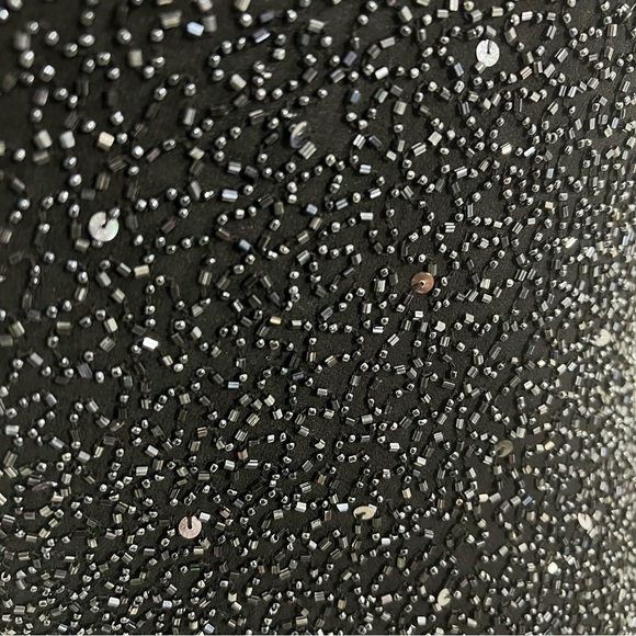 Vintage Y2K Asymmetric Beaded Cocktail Dress Black Formal Long Classic Large LBD - Picture 9 of 11